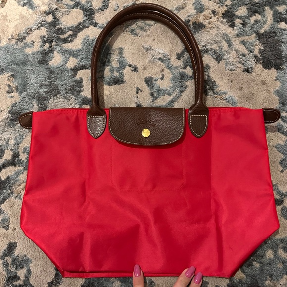 Longchamp Red and Brown Shoulder Bag - Picture 1 of 6